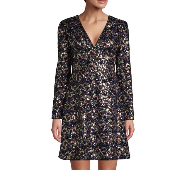 NWT Aidan Mattox Textured Sequin Long Sleeve Dress - Picture 1 of 4